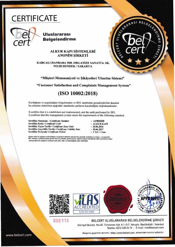 ISO 10002 Customer Satisfaction Management System certificate preview