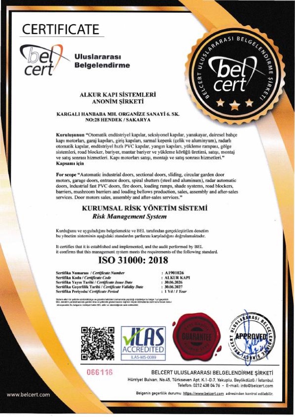 ISO 31000 Kurumsal Risk Yönetim Sistemi sertifika önizlemesi