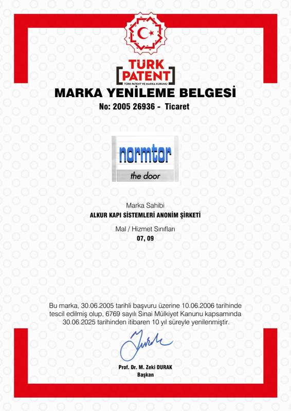 NORMTOR Marka Yenileme Belgesi belge önizlemesi