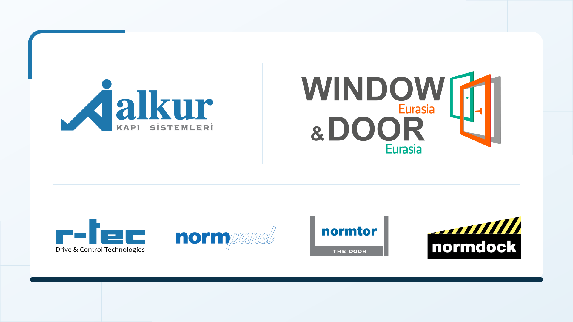 Invitation au salon Eurasia avec les logos ALKUR, r-tec, NORMPANEL, NORMTOR et NORMDOCK